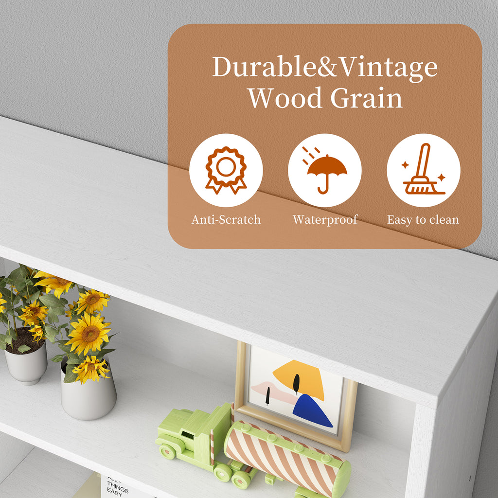 Vongrasig 6-Tier Open Bookcase and Bookshelf, Floor Standing Wood Display Storage Shelves 71 Inch Tall Bookcase Home Decor Furniture for Home Office, Living Room, Bed Room
