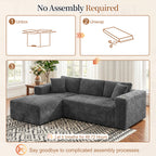 Vongrasig 103" Boneless Sectional Couches for Living Room, L-Shaped Chaise Modular Cloud Couch with Cup Holders on Armrests, Plush Corduroy Comfy Sofa with Memory Foam, No Assembly Required