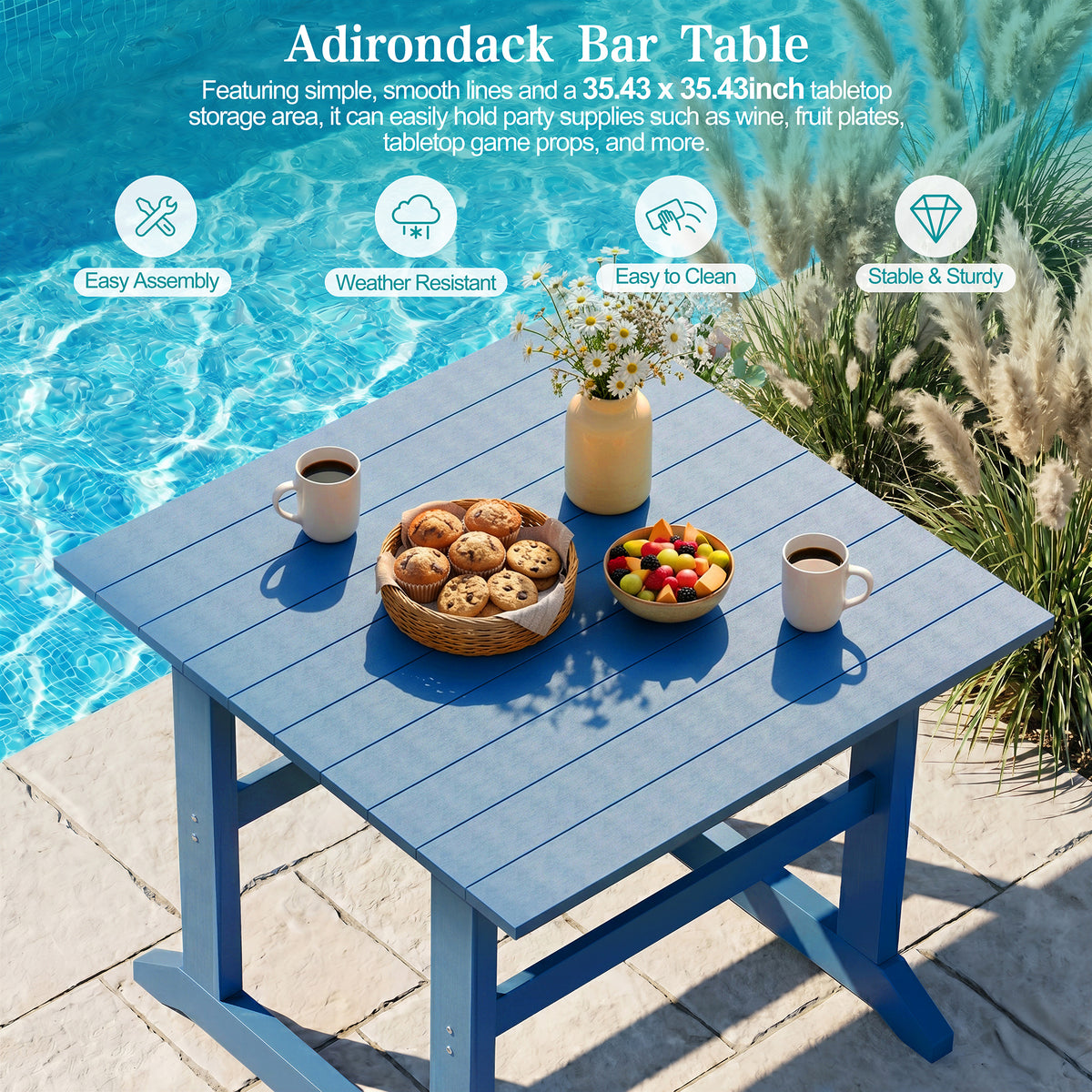 Vongrasig 5 Pieces Patio Dining Set, All Weather Outdoor HDPE Dining Furniture Set with Table and Chairs for 4, Garden Patio Furniture Set for Lawn, Backyard, Poolside
