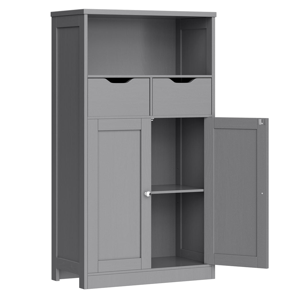 Vongrasig Bathroom Storage Cabinet, 42.5" H Freestanding Floor Cabinet | Wooden Modern Cabinet with 2 Drawers, Open Shelf and Adjustable Shelf for Bathroom, Laundry Room and Entryway