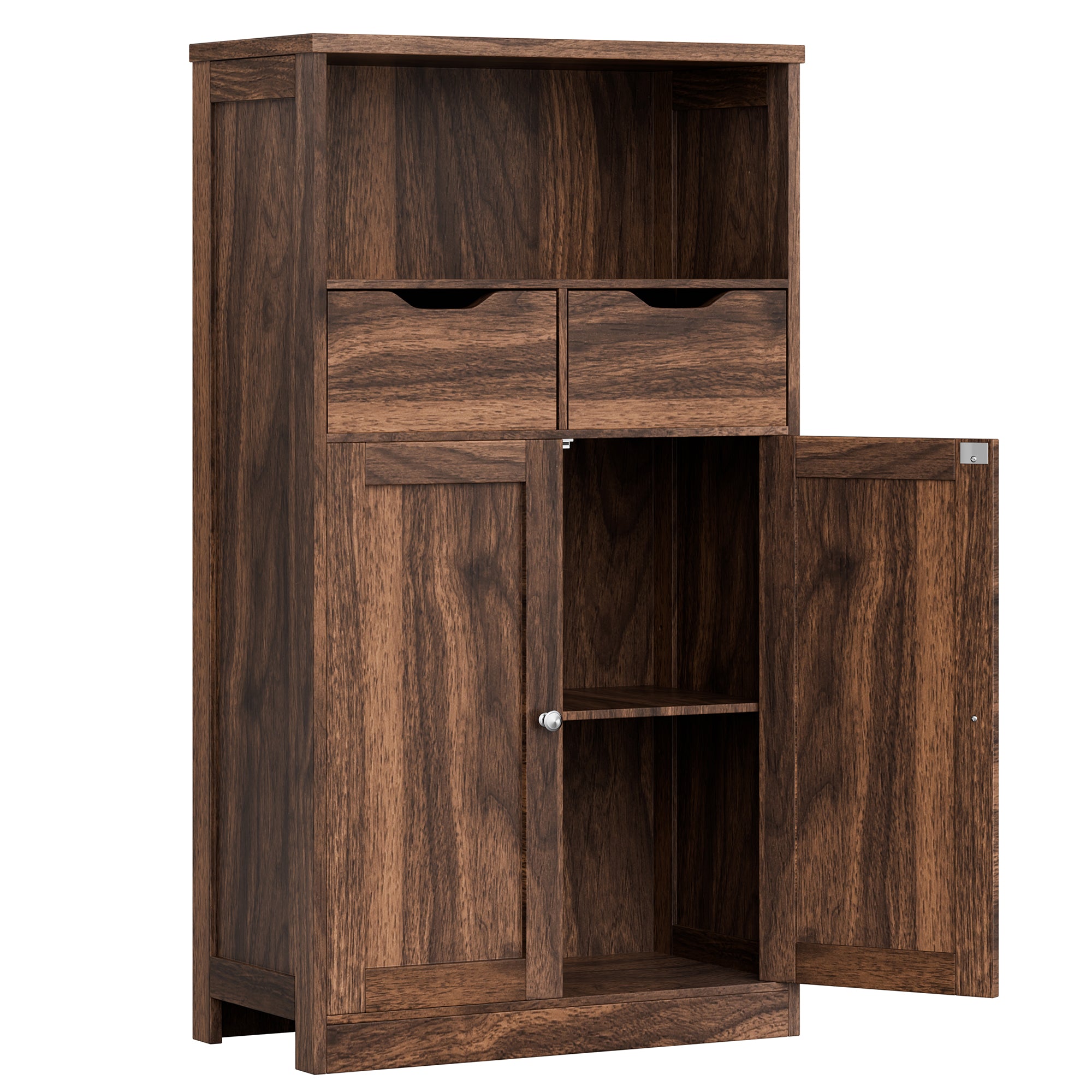 Vongrasig Bathroom Storage Cabinet, 42.5" H Freestanding Floor Cabinet | Wooden Modern Cabinet with 2 Drawers, Open Shelf and Adjustable Shelf for Bathroom, Laundry Room and Entryway