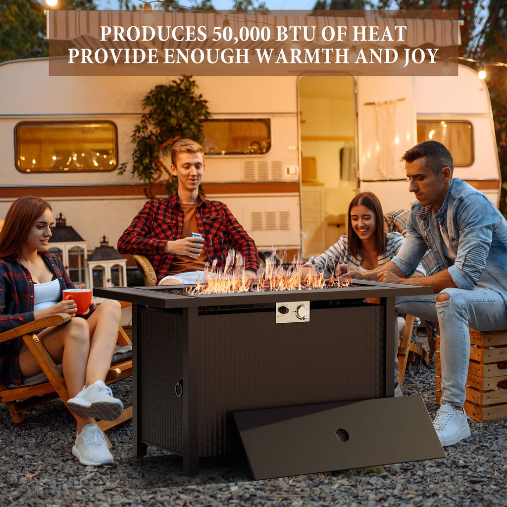 Vongrasig 45" Propane Fire Pit Table 50,000 BTU Steel Gas Fire Pit