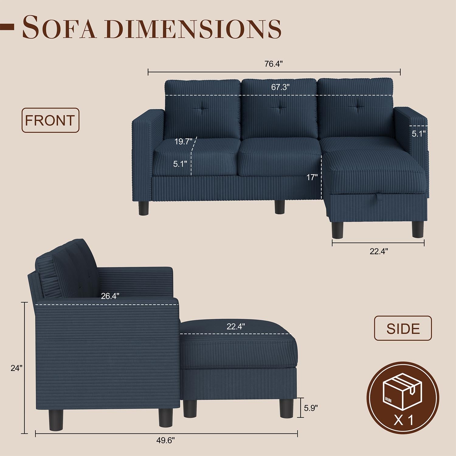 WALSUNNY livingroom sectional couch sectional couch #color_blue #material_corduroy