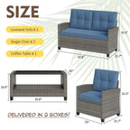 Vongrasig Patio Furniture 4 Pieces Outdoor Wicker Loveseat Set