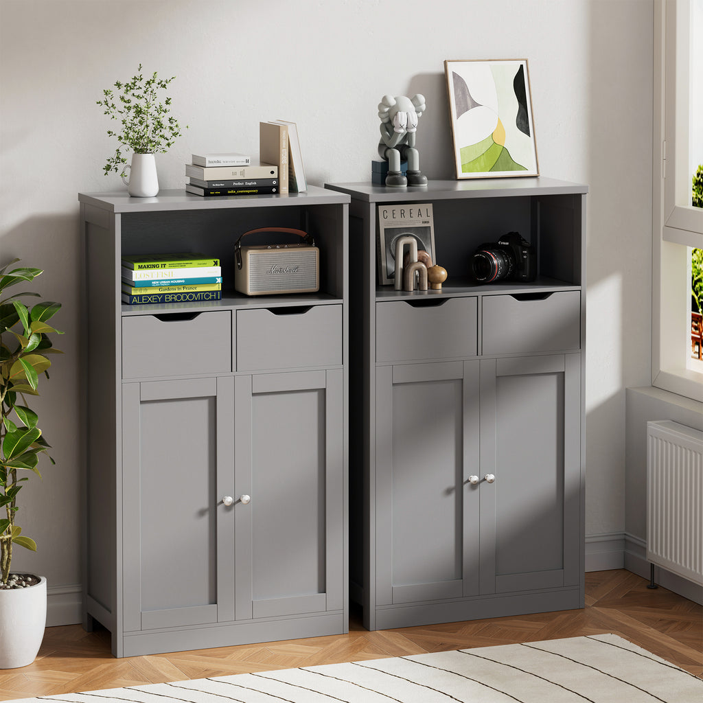 Vongrasig Bathroom Storage Cabinet, 42.5" H Freestanding Floor Cabinet | Wooden Modern Cabinet with 2 Drawers, Open Shelf and Adjustable Shelf for Bathroom, Laundry Room and Entryway
