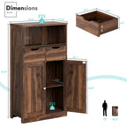 Vongrasig Bathroom Storage Cabinet, 42.5" H Freestanding Floor Cabinet | Wooden Modern Cabinet with 2 Drawers, Open Shelf and Adjustable Shelf for Bathroom, Laundry Room and Entryway