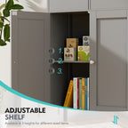 Vongrasig Bathroom Storage Cabinet, 42.5" H Freestanding Floor Cabinet | Wooden Modern Cabinet with 2 Drawers, Open Shelf and Adjustable Shelf for Bathroom, Laundry Room and Entryway