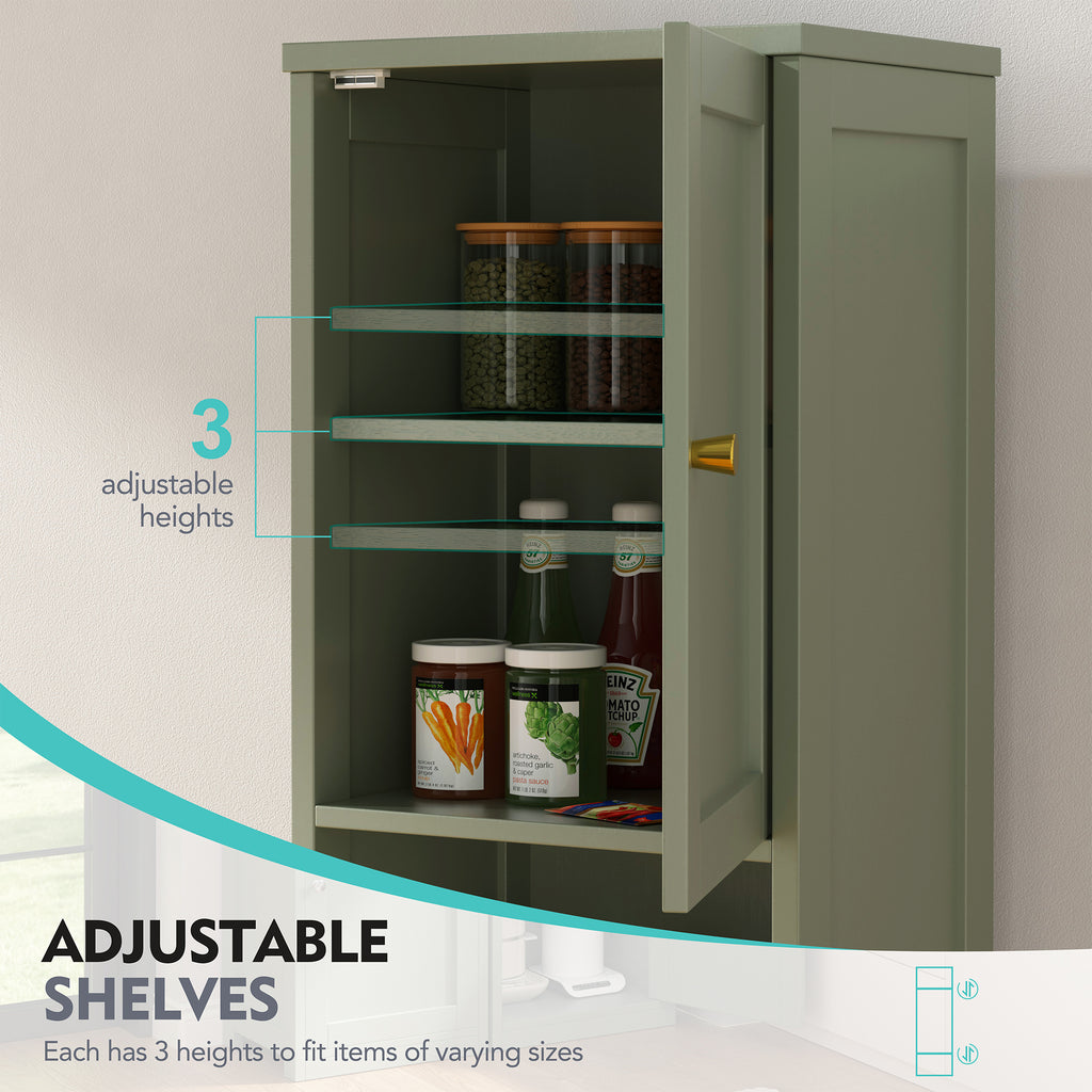 Vongrasig Tall Bathroom Storage Cabinet, 64”H Narrow Storage Unit for Small Spaces, Freestanding Modern Cabinet with Adjustable Shelves for Bathroom, Living Room, Kitchen