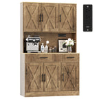 Vongrasig Farmhouse Pantry Cabinet with Charging Station, Tall Kitchen Pantry with Microwave Stand, Storage Drawers & Shelves, Large Kitchen Hutch for Living Room, Dining Room
