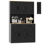 Vongrasig Farmhouse Pantry Cabinet with Charging Station, Tall Kitchen Pantry with Microwave Stand, Storage Drawers & Shelves, Large Kitchen Hutch for Living Room, Dining Room