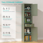 Vongrasig Tall Bathroom Storage Cabinet, 64”H Narrow Storage Unit for Small Spaces, Freestanding Modern Cabinet with Adjustable Shelves for Bathroom, Living Room, Kitchen