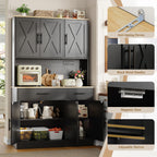 Vongrasig Farmhouse Pantry Cabinet with Charging Station, Tall Kitchen Pantry with Microwave Stand, Storage Drawers & Shelves, Large Kitchen Hutch for Living Room, Dining Room