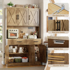 Vongrasig Farmhouse Pantry Cabinet with Charging Station, Tall Kitchen Pantry with Microwave Stand, Storage Drawers & Shelves, Large Kitchen Hutch for Living Room, Dining Room