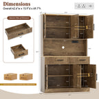 Vongrasig Farmhouse Pantry Cabinet with Charging Station, Tall Kitchen Pantry with Microwave Stand, Storage Drawers & Shelves, Large Kitchen Hutch for Living Room, Dining Room