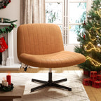 Walsunny Cross Legged Office Chair Armless Wide Chair Cross Legged Office Chair Computer Chair #color_orange #foot_fixed-foot