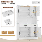 Vongrasig Farmhouse Pantry Cabinet with Charging Station, Tall Kitchen Pantry with Microwave Stand, Storage Drawers & Shelves, Large Kitchen Hutch for Living Room, Dining Room