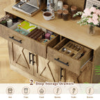 Vongrasig Farmhouse Pantry Cabinet with Charging Station, Tall Kitchen Pantry with Microwave Stand, Storage Drawers & Shelves, Large Kitchen Hutch for Living Room, Dining Room