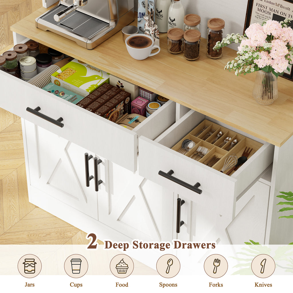 Vongrasig Farmhouse Pantry Cabinet with Charging Station, Tall Kitchen Pantry with Microwave Stand, Storage Drawers & Shelves, Large Kitchen Hutch for Living Room, Dining Room