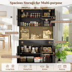 Vongrasig Farmhouse Pantry Cabinet with Charging Station, Tall Kitchen Pantry with Microwave Stand, Storage Drawers & Shelves, Large Kitchen Hutch for Living Room, Dining Room