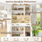 Vongrasig Farmhouse Pantry Cabinet with Charging Station, Tall Kitchen Pantry with Microwave Stand, Storage Drawers & Shelves, Large Kitchen Hutch for Living Room, Dining Room