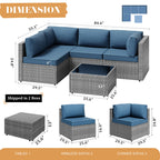 Vongrasig Patio Furniture 5 Pieces Outdoor Sectional Sofas, Sliver Wicker