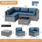 Vongrasig 5 Piece Patio Furniture Sets, Outdoor Patio Set Sectional Sofa, All-Weather PE Rattan Outdoor Couch with Ottoman, Glass Table for Garden, Backyard, Porch, Beige