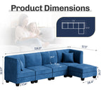 Walsunny Velvet 5 Pieces Modular Sectional Sofa L-Shaped Couch With Reversible Chaise (7223391125680)