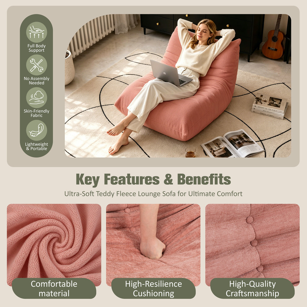 Vongrasig Bean Bag Chair for Adults, Line Fabric Lazy Sofa Couch, Memory Foam Filled Bean Bag Lounge Chair Perfect for Living Room, Bedroom and Office