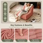 Vongrasig Bean Bag Chair for Adults, Line Fabric Lazy Sofa Couch, Memory Foam Filled Bean Bag Lounge Chair Perfect for Living Room, Bedroom and Office