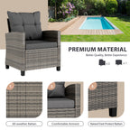 Vongrasig 3 Piece Patio Furniture Set Small Outdoor Wicker Rattan Front Porch Bistro Set Cushioned Patio Chairs Conversation Set with Glass Table for Lawn, Garden, Backyard, Balcony, Poolside