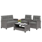 Vongrasig Patio Furniture 4 Pieces Outdoor Wicker Loveseat Set