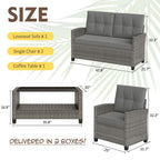 Vongrasig Patio Furniture 4 Pieces Outdoor Wicker Loveseat Set
