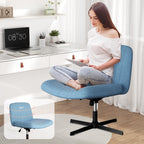Walsunny Cross Legged Office Chair Armless Wide Chair Cross Legged Office Chair Computer Chair #color_blue #foot_fixed-foot