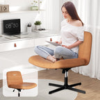 Walsunny Cross Legged Office Chair Armless Wide Chair Cross Legged Office Chair Computer Chair #color_orange #foot_fixed-foot