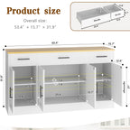 Vongrasig Buffet Cabinet with Storage, Farmhouse Coffee Bar Cabinet with Drawers, 53” Large Modern Sideboard Buffet with Adjustable Shelves for Kitchen, Dining Room