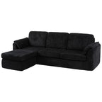 Vongrasig Boneless Convertible Sectional Sofa Couch, 3 Seat L Shaped Sofa with Removable Pillows Plush Corduroy Fabric Small Couches for Living Room, Apartment and Office, White