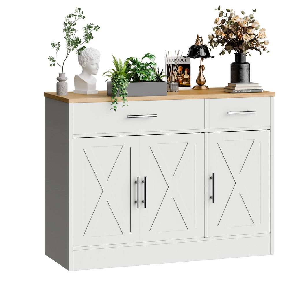 Walsunny Kitchen Buffet Sideboard Cabinet with Adjustable Shelf,Wooden Storage Cabinet with 3 Doors and 2 Drawers,Modern Farmhouse Coffee Bar Cabinet with Storage for Kitchen/Living Room (7612679061680)