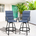 Vongrasig 2 Piece Patio Swivel Bar Chairs, All Weather Metal Textile High Swivel Bar Stools Chairs, Outdoor High Top Bistro Set for Backyard, Lawn Garden, Balcony