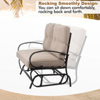 Walsunny 2-Seat Outdoor Rocking Loveseat With Fabric Cushions##color_beige