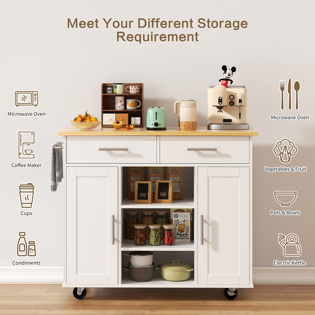 Walsunny 40" Multifunction Kitchen Cart Cabinet with Shelves (7404395692208)