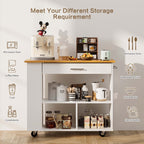 Walsunny Kitchen Island on Wheels with Storage Cabinet, Rolling Cart Kitchen Storage Organizer with/3 Side Spice Rack, 2 Tier Open Shelf for Kitchen (7404396511408)