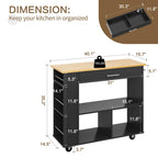 Walsunny Kitchen Island on Wheels with Storage Cabinet, Rolling Cart Kitchen Storage Organizer with/3 Side Spice Rack, 2 Tier Open Shelf for Kitchen (7404396511408)