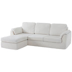 Vongrasig Boneless Convertible Sectional Sofa Couch, 3 Seat L Shaped Sofa with Removable Pillows Plush Corduroy Fabric Small Couches for Living Room, Apartment and Office