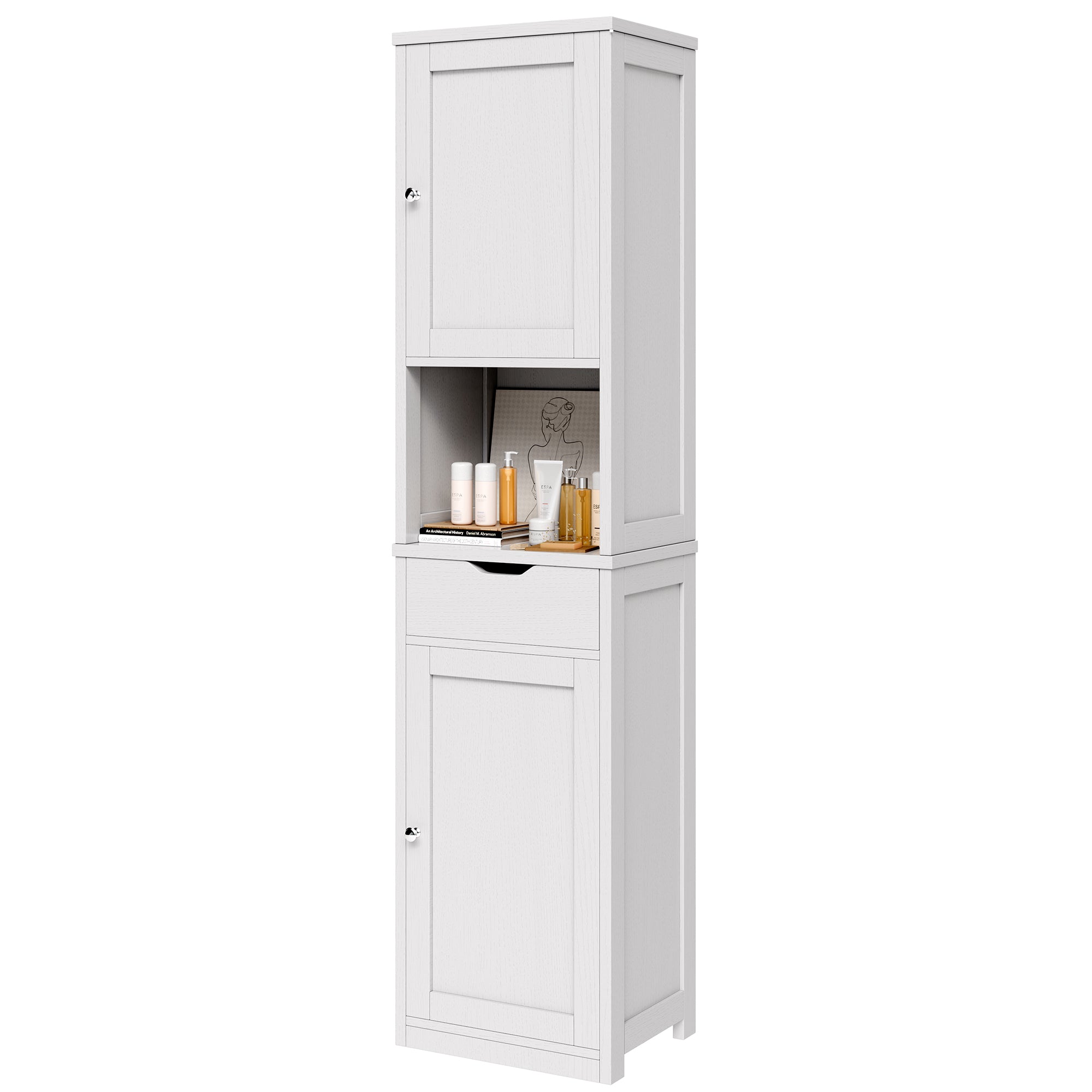 Vongrasig Tall Bathroom Storage Cabinet, 64”H Narrow Storage Unit for Small Spaces, Freestanding Modern Cabinet with Adjustable Shelves for Bathroom, Living Room, Kitchen