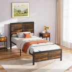 Walsunny Twin Bed Frame with Headboard and Footboard, Strong Steel Slat Support