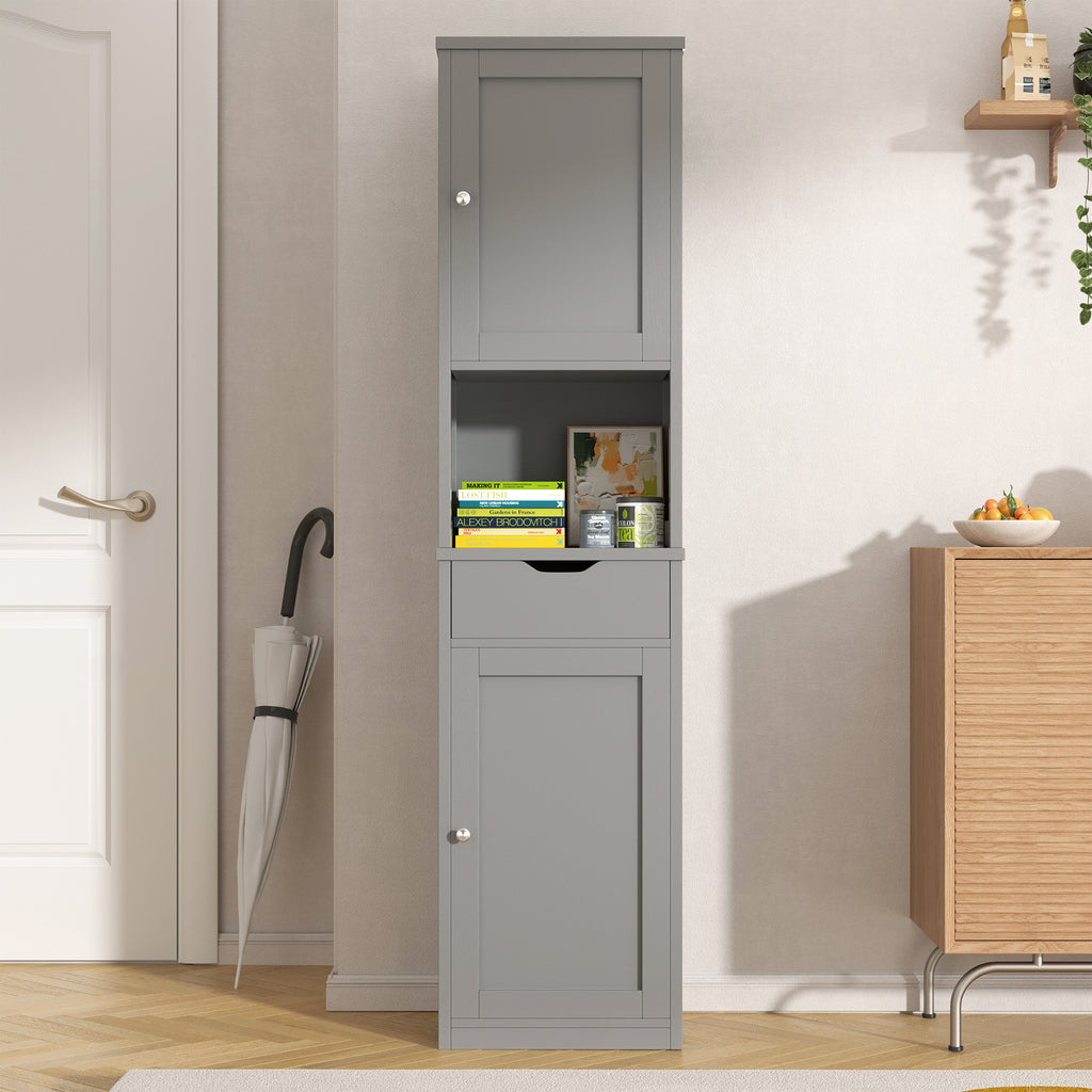 Vongrasig Tall Bathroom Storage Cabinet, 64”H Narrow Storage Unit for Small Spaces, Freestanding Modern Cabinet with Adjustable Shelves for Bathroom, Living Room, Kitchen