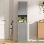 Vongrasig Tall Bathroom Storage Cabinet, 64”H Narrow Storage Unit for Small Spaces, Freestanding Modern Cabinet with Adjustable Shelves for Bathroom, Living Room, Kitchen