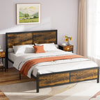 Walsunny Twin Bed Frame with Headboard and Footboard, Strong Steel Slat Support