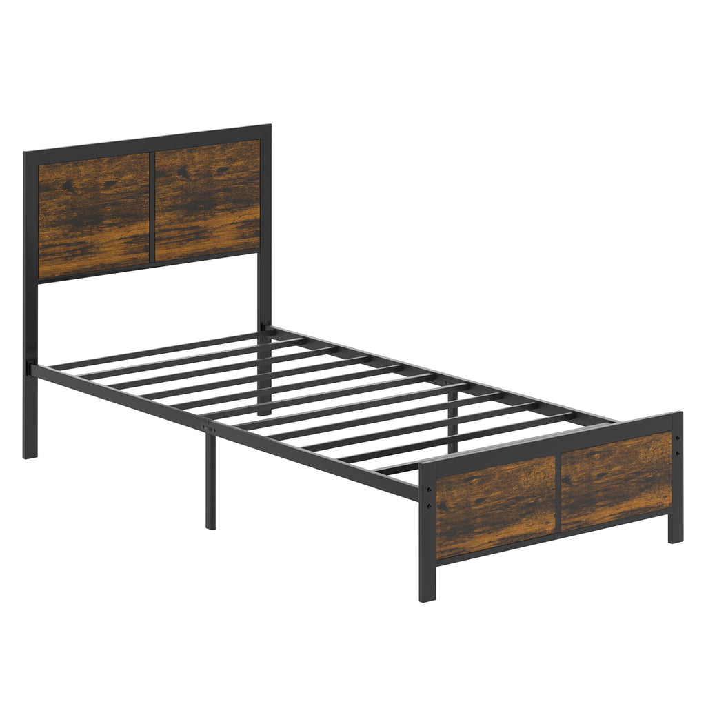 Walsunny Twin Bed Frame with Headboard and Footboard, Strong Steel Slat Support