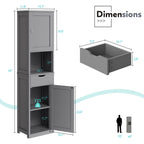 Vongrasig Tall Bathroom Storage Cabinet, 64”H Narrow Storage Unit for Small Spaces, Freestanding Modern Cabinet with Adjustable Shelves for Bathroom, Living Room, Kitchen
